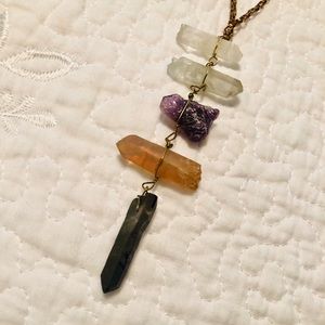 Anthropologie geode necklace pink and purple stone